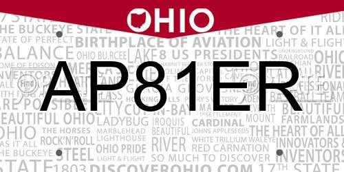 AP81ER Ohio License Plate