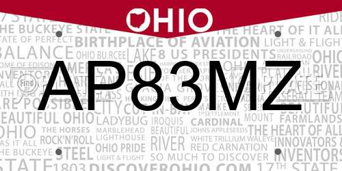 AP83MZ Ohio License Plate