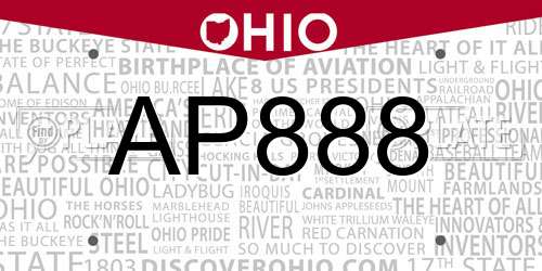 AP888 Ohio License Plate
