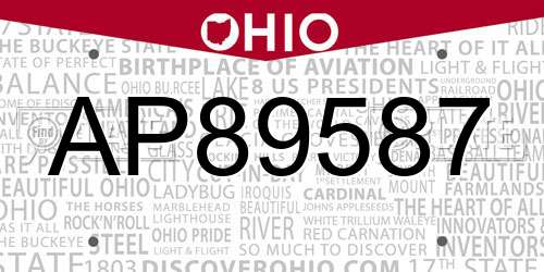 AP89587 Ohio License Plate