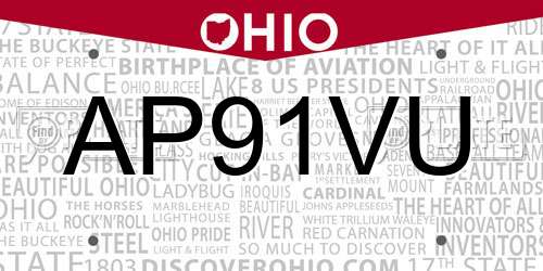 AP91VU Ohio License Plate