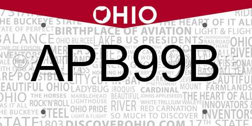 APB99B Ohio License Plate