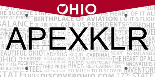 APEXKLR Ohio License Plate