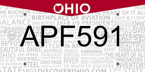 APF591 Ohio License Plate