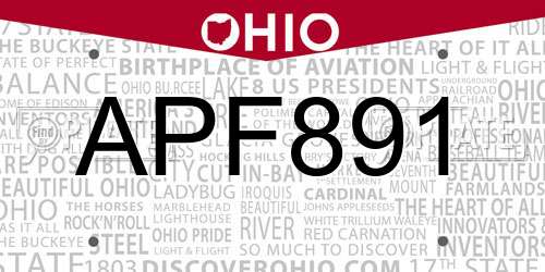 APF891 Ohio License Plate
