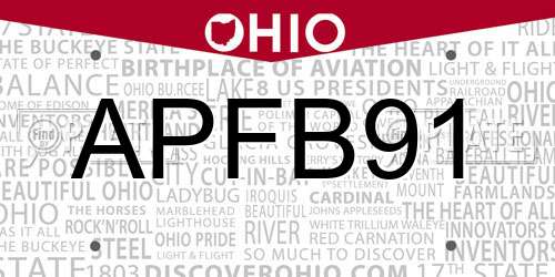 APFB91 Ohio License Plate
