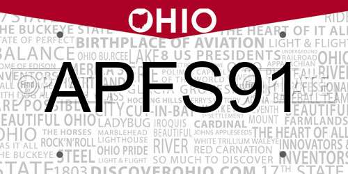APFS91 Ohio License Plate