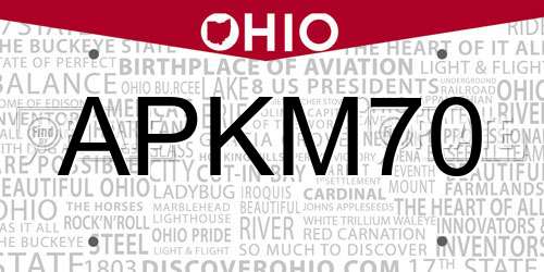 APKM70 Ohio License Plate