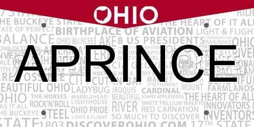 APRINCE Ohio License Plate