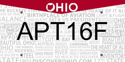 APT16F Ohio License Plate