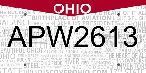 APW2613 Ohio License Plate