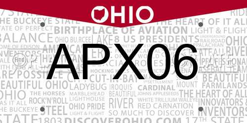 APX06 Ohio License Plate