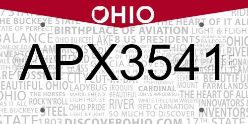 APX3541 Ohio License Plate