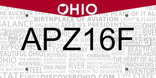 APZ16F Ohio License Plate