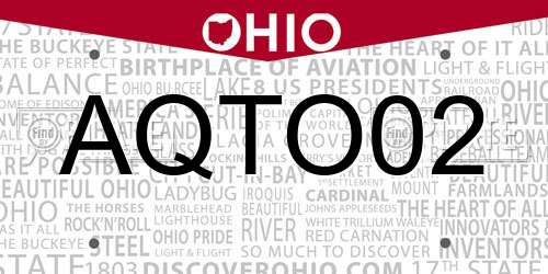 AQTO02 Ohio License Plate