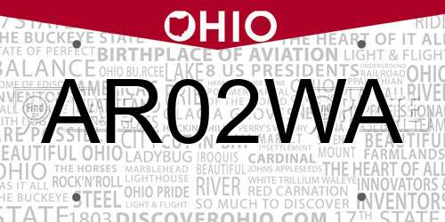 AR02WA Ohio License Plate