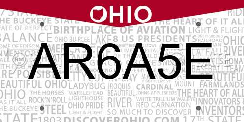 AR6A5E Ohio License Plate