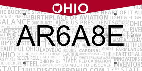 AR6A8E Ohio License Plate