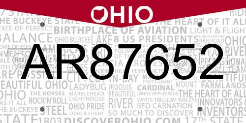 AR87652 Ohio License Plate