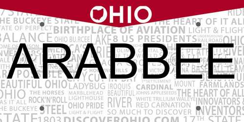 ARABBEE Ohio License Plate