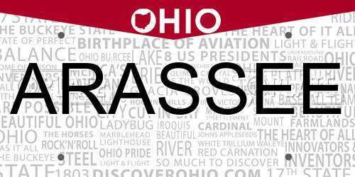 ARASSEE Ohio License Plate