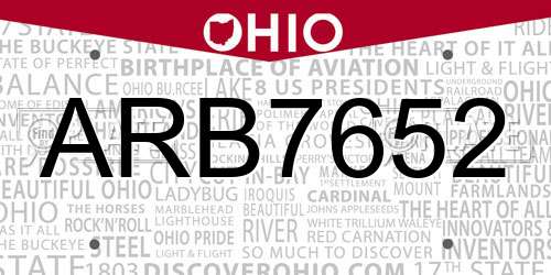 ARB7652 Ohio License Plate