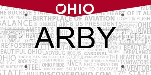 ARBY Ohio License Plate