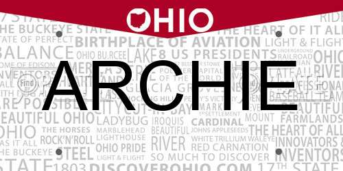 ARCHIE Ohio License Plate