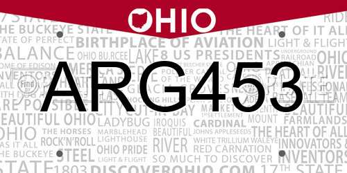 ARG453 Ohio License Plate