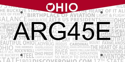 ARG45E Ohio License Plate