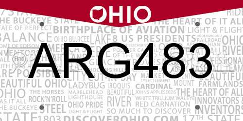 ARG483 Ohio License Plate