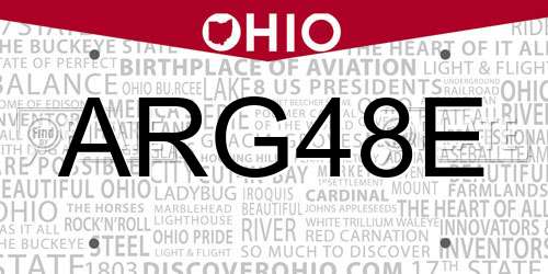 ARG48E Ohio License Plate