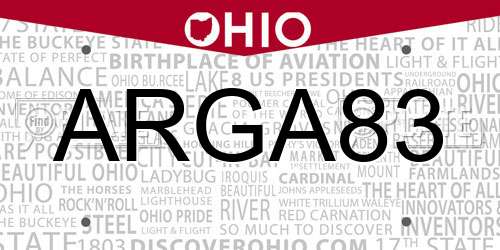 ARGA83 Ohio License Plate