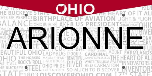 ARIONNE Ohio License Plate