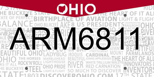 ARM6811 Ohio License Plate