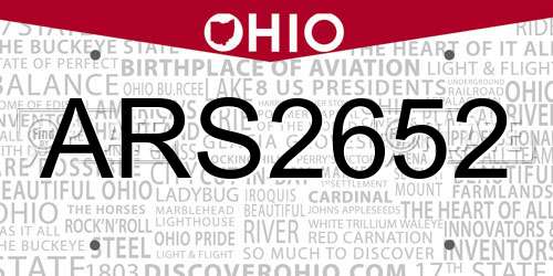 ARS2652 Ohio License Plate