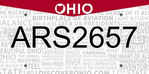 ARS2657 Ohio License Plate