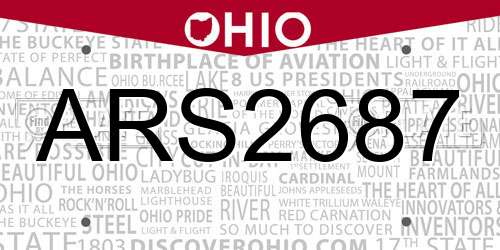 ARS2687 Ohio License Plate