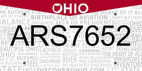 ARS7652 Ohio License Plate