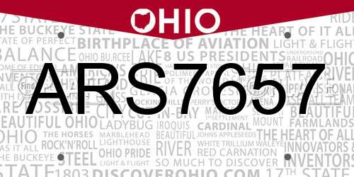 ARS7657 Ohio License Plate