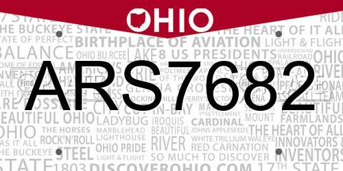 ARS7682 Ohio License Plate