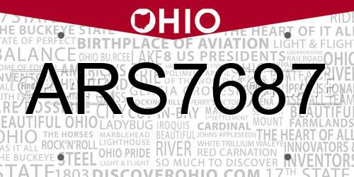 ARS7687 Ohio License Plate