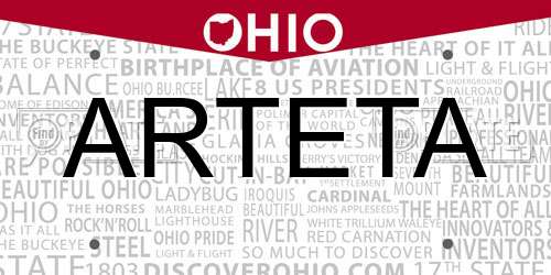 ARTETA Ohio License Plate