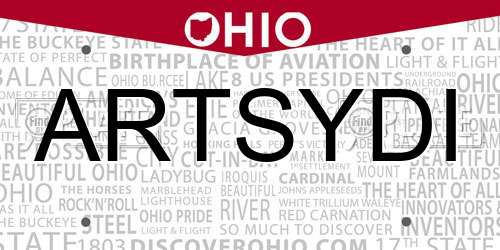 ARTSYDI Ohio License Plate