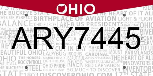 ARY7445 Ohio License Plate