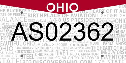 AS02362 Ohio License Plate