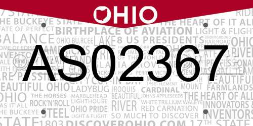 AS02367 Ohio License Plate