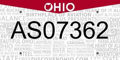 AS07362 Ohio License Plate