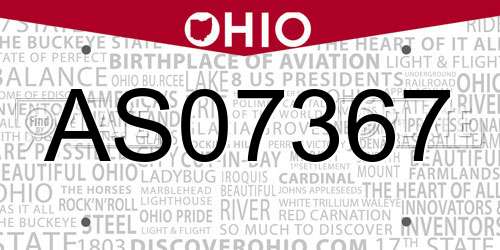 AS07367 Ohio License Plate