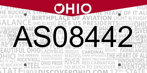 AS08442 Ohio License Plate